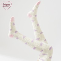 Chaussettes hautes en polaire corail à motif cœur jacquard épais, chaudes et douces en mélange de coton, pour femmes