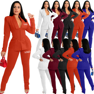 Set di Blazer personalizzato per <span class=keywords><strong>donna</strong></span> pantaloni Slim a vita alta abbigliamento <span class=keywords><strong>Casual</strong></span> da ufficio da <span class=keywords><strong>donna</strong></span> Set di due pezzi Set di Outfit - Product Image 1