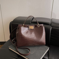 Sac à main bandoulière Aijiang en PU motif pierre style coréen, forme carrée, avec fermeture à loquet, nouvelle collection 2025, élégant et polyvalent