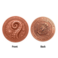 Pièce commémorative de défi Automaton des profondeurs marines, en cuivre fin .999, 1 oz, à énergie vapeur, motif animal pieuvre tentacule steampunk, imprimée UV