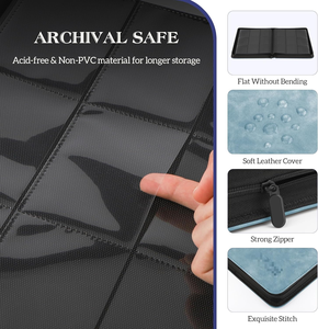 <span class=keywords><strong>Classeur</strong></span> de cartes à collectionner à 9 pochettes, grande capacité (360 cartes), pages intérieures fixes, design texture rétro, pour cartes Pokémon - Product Image 2