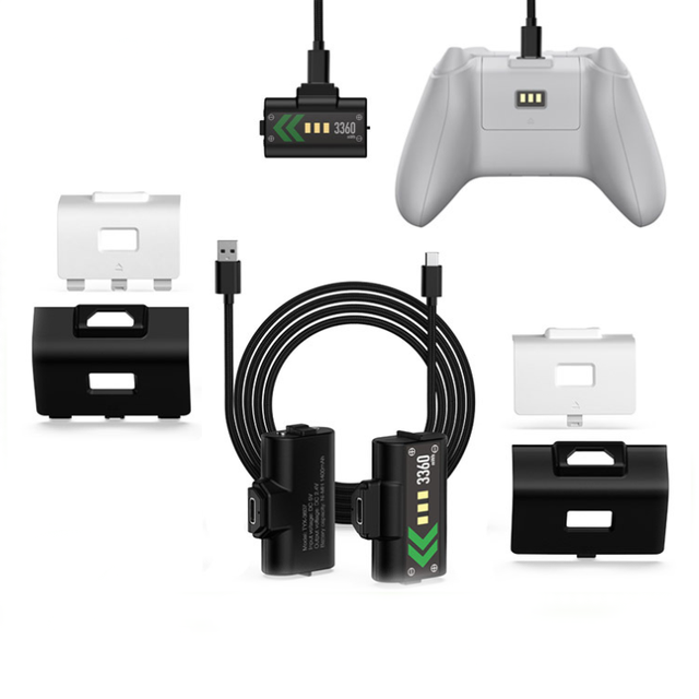 Rechargeable Controller Battery Pack Set for Xbox Series/One/S/X/Elite Controller Accessories Battery Cover Charging Cable