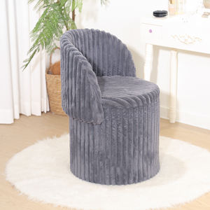 Velvet Stool Tufted <strong>Cream</strong> Beige White Soft Ottoman Round Stool <strong>Pouffe</strong> Ottoman Footstool Chair Foot Stool - Product Image 2