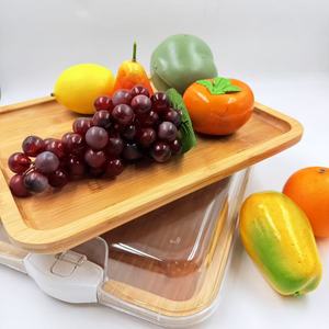 Plateau de service en bambou à motif bois, plateau de rangement multifonctionnel pour fruits et petit-déjeuner, usage résidentiel - Product Image 1