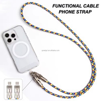 Moda Nylon Trenzado 2 en 1 Crossbody USB Cable Teléfono Cordón USB C a Tipo C Correa Cable de carga