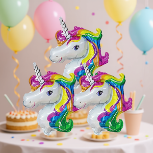 Set de Globos de Aluminio con Diseño de Unicornio para Fiestas, 35x37cm, Decoraciones de Cumpleaños, Artículos para Fiestas Infantiles - Product Image 2