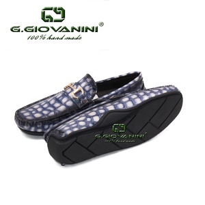 Mocassins en cuir véritable pour hommes à motif croco, semelle en caoutchouc, boucle métallique, chaussures de conduite à enfiler OEM pour affaires et usage quotidien - Product Image 6