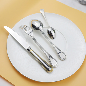 Ensemble de couverts <span class=keywords><strong>en</strong></span> acier inoxydable 304 de luxe moderne <span class=keywords><strong>argent</strong></span>é et doré pour mariage et fête, 5 pièces, couteaux et fourchettes - Product Image 4