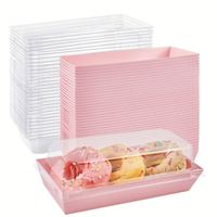 Boîtes à charcuterie en papier gaufré biodégradable rose, boîtes carrées pour gâteaux et sushis avec couvercles transparents et logo personnalisé pour desserts