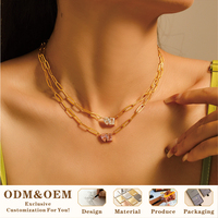 Collar de Joyería de Moda de Acero Inoxidable con Cadena de Eslabones de Circonio Colorido Personalizado de Lujo, Chapado en Oro de 18K, Resistente al Agua y Sin Decoloración