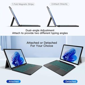 คีย์บอร์ดไร้สายคุณภาพสูงสำหรับ Surface Pro 12 พร้อมไฟแบ็คไลท์สี  พร้อมทัชแพดและช่องใส่ปากกา - Product Image 4