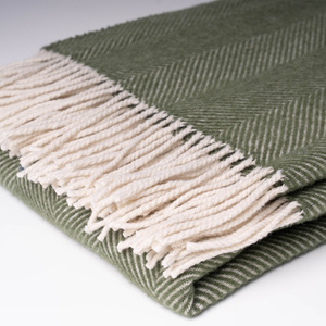 Nouvelle mise à niveau 127X153 + 2X10cm 100% laine 380gsmTassel couvertures moderne Plaid Style coréen tissé jeter - Product Image 2