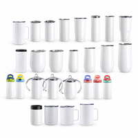 Mug de voyage isotherme en acier inoxydable blanc vierge avec poignée, personnalisable par sublimation et gravure laser