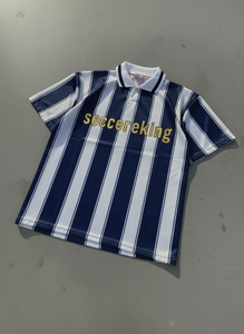 Streetwear Impression par sublimation Maglie Calcio T-shirts rayés personnalisés Col <span class=keywords><strong>polo</strong></span> Design avec strass Magliette Da Uomo de football - Product Image 4