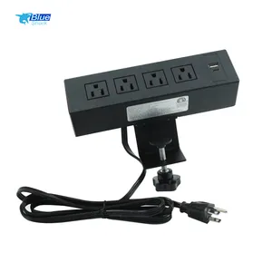 Dikdörtgen 125V 12A abd standart masaya güç soket tip-c klip masaüstü priz 4 çıkış 2 USB kelepçe masa soket