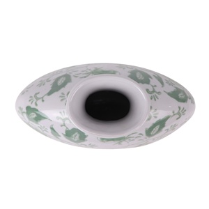 Jarrón de cerámica con diseño de hojas y flores verdes para decoración del hogar de alta calidad, florero de vientre plano para abrazar la luna - Product Image 4