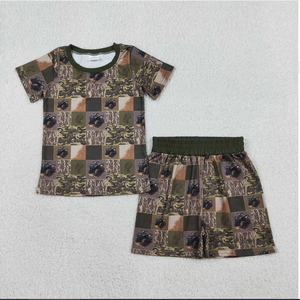 Ensemble de vêtements d'été pour garçons, imprimé à carreaux camouflage, Monster Trucks BSSO1801, pour enfants - Product Image 4