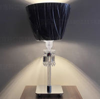 Lampe de bureau torche en cristal de style européen moderne, abat-jour en lin, culot E14, LED dimmable, écologique, CRI 95 élevé, garantie 5 ans