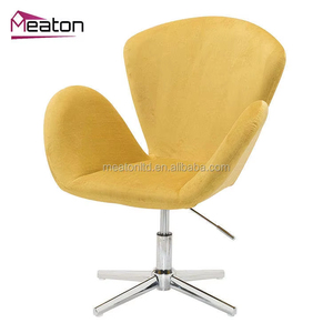 Cómodo Sillón tapizado con respaldo curvo, sillón giratorio de terciopelo con flores rojas - Product Image 6