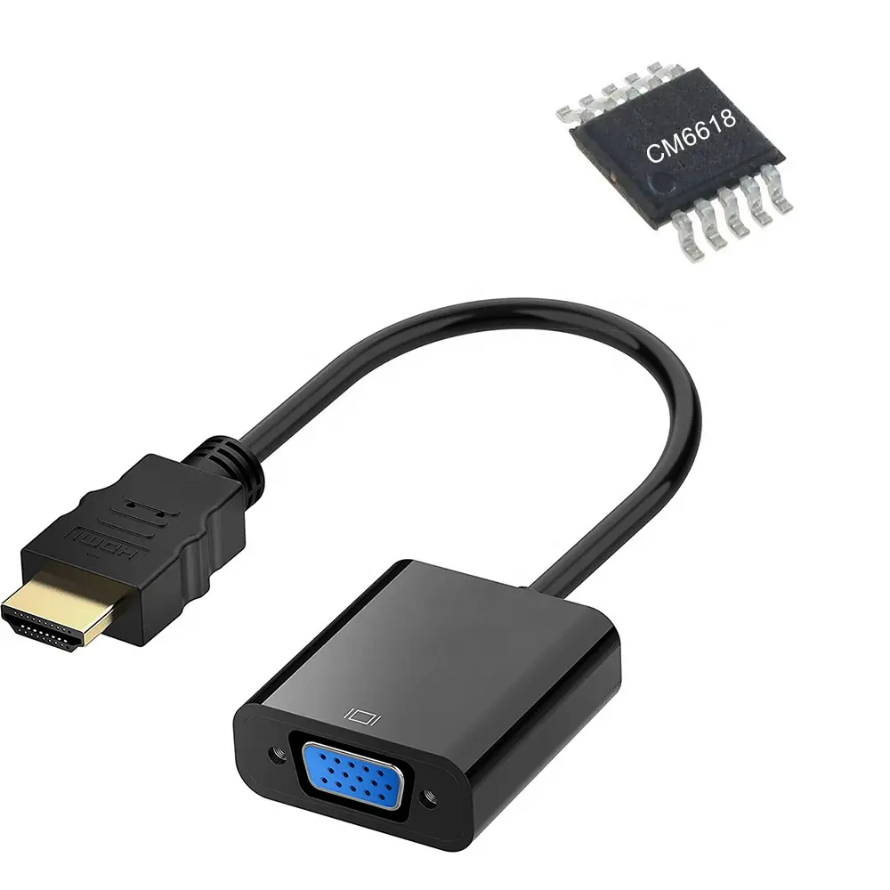 Built-in Active CM6618 IC Chip 20cm Male to Female HDMI to VGA Adapter with Audio for Computer HDTV Laptop PC Monitor Projector