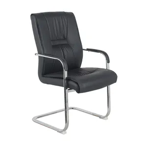 直接革製の訪問者の椅子を製造する車輪なしのオフィス訪問者の椅子アームレスト付きの訪問者の椅子