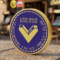 Pièce de monnaie rétro en émail avec logo personnalisé, pièce de défi en métal, pièce commémorative en alliage de zinc doré pour bar de jeux, pub ou souvenir