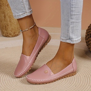 Mocasines Rosas Personalizables al por Mayor para Mujer, Zapatos Casuales Cómodos de Piel Sintética con Punta Redonda - Product Image 2