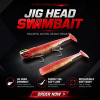 WildTrek 35g 11,5cm Jig Head Paddle Tail Swimbait Kit Austauschbarer Weichkörper Salzwasser Seebarsch Kabeljau Weitwurf-Angelköder