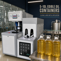 Machine de soufflage de bouteilles PET semi-automatique 10L à 1 cavité, directement de l'usine, pour contenants d'eau et d'huile, garantie 1 an, conteneur en plastique