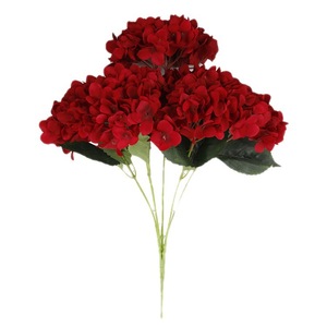 Nuevo Ramo de Hortensias Artificiales de 5 Cabezas, Color Rojo, de Seda, 47 cm, Decoración para Bodas y Hogar, Alta Simulación - Product Image 1