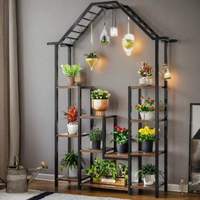 Support de fleurs minimaliste en fer, multi-niveaux, en forme de maison, multifonctionnel, sur pied, non pliable, pour plantes vertes et plantes araignées