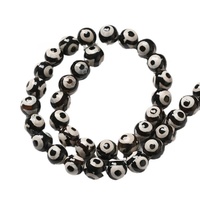 Vente en gros de bijoux semi-finis faits à la main, accessoires de bracelet, perles divines noires et blanches à trois yeux, pierres précieuses, étoile ovale