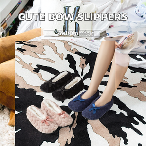 Pantuflas Cálidas de Invierno para Mujer, Informales, de Interior, Suaves, Afelpadas, con Lazo Bonito, Ligeras - Product Image 2