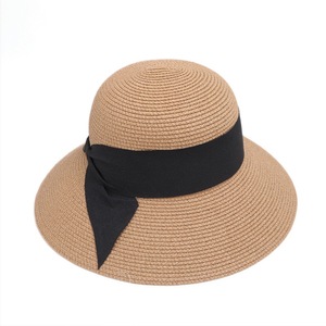 Sombrero de Paja para Mujer, Sombrero de Sol de Playa con Lazo, de Paja Natural, Ala Ancha, Plegable, Accesorios de Viaje para Exteriores - Product Image 5