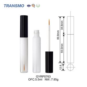 Botella de delineador de ojos con logo personalizado, botella de suero para pestañas de 5 ml, tubo de delineador de ojos de vidrio blanco - Product Image 2