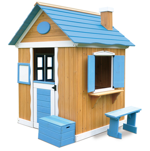 <strong>Children</strong> Wood <strong>Playhouses</strong> Kids Wooden <strong>Playhouse</strong> with Slide and Sandbox <strong>Outdoor</strong> Garden Playground - Product Image 1