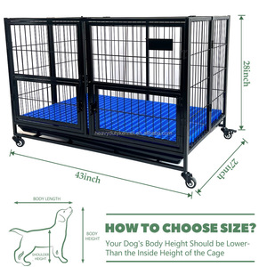 Cage à chien pliable en fer robuste, chenil portable pour animaux de compagnie avec double porte, plateau amovible, plusieurs couleurs, taille personnalisée - Product Image 2