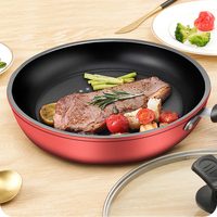 Wajan Penggorengan Anti Lengket Lapisan Berlian Alas Datar Dengan Tutup Kaca, Wajan Serbaguna Untuk Steak, Telur, dan Pancake