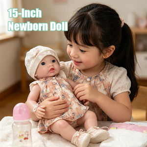 Ensemble de poupées <span class=keywords><strong>nouveau</strong></span>-<span class=keywords><strong>né</strong></span> de 15 pouces avec oreiller/tétine/couche/<span class=keywords><strong>biberon</strong></span>, <span class=keywords><strong>kit</strong></span> de poupée réaliste avec peau de bébé, jouets en vinyle pour filles pour jouer à la maison - Product Image 2