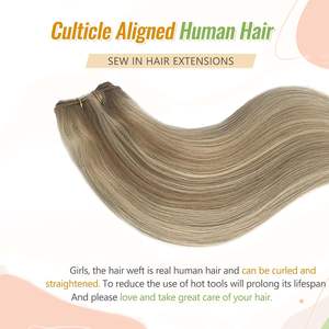 Extensiones de Cabello Humano Real Cosidas a Mano, 80g, <span class=keywords><strong>Rubio</strong></span> Ceniza Platino, Liso Suave, <span class=keywords><strong>con</strong></span> <span class=keywords><strong>Mechas</strong></span> Rubias Mixtas, 12 Pulgadas - Product Image 5