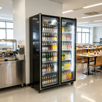 Réfrigérateur Vitré Commercial Plein Écran pour Supermarché, Vitrine Réfrigérée pour Boissons Énergisantes et Vins