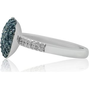 Heart <b>Dome</b> <b>Ring</b> 0.67 Cttw Natural Cut White Blue Diamond Rhodium Plated 925 Sterling Silver Luxury Trendy Size 8 Women's <b>Ring</b> - Product Image 2