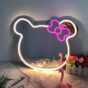 Vente en gros/personnalisé Enseigne lumineuse au néon avec miroir Lampe décorative en acrylique Lumières d'intérieur à led avec miroir