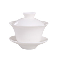 Ensemble de petit bol à thé à trois talents bol de couverture en porcelaine céramique blanche pure grand logo imprimable service à café et à thé Chaoshan