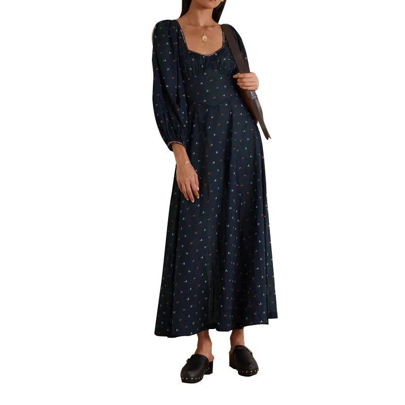 Vestidos الجملة 2021 أحدث مصمم سيدة أنيقة الرسمي اليومية ارتداء المطبوعة السيدات فستان كاجوال الفوال النساء فساتين