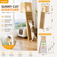 PAIPET Griffoir pour chat, griffoir mural en bois et sisal avec plateforme arquée, mobilier pour chat peu encombrant, vente en gros
