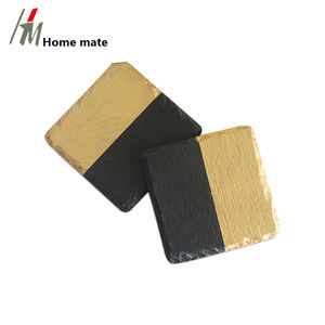 Posavasos cuadrado de piedra de Color dorado para regalo de la madre, pizarra de borde rugoso de 4x4 pulgadas - Product Image 2