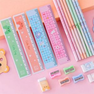 Regalo para el Día del Niño, Juego de Papelería Escolar de Dibujos Animados de 5 Piezas, Incluye Regla y Sacapuntas de Goma para Estudiantes - Product Image 4