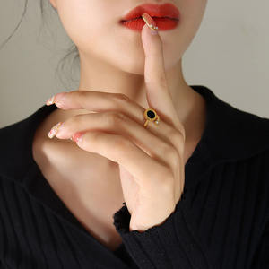 X188, venta al por mayor, anillo de apertura de Zirconia cúbica de acero inoxidable chapado en oro de 18 quilates, anillo de disco con números <span class=keywords><strong>romanos</strong></span>, joyería para mujer - Product Image 6