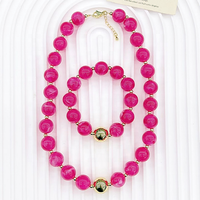 Collier de perles rondes en acrylique CH-LAN2156, coloré, 14N, joli collier jaune en acrylique, vente en gros pour femmes
